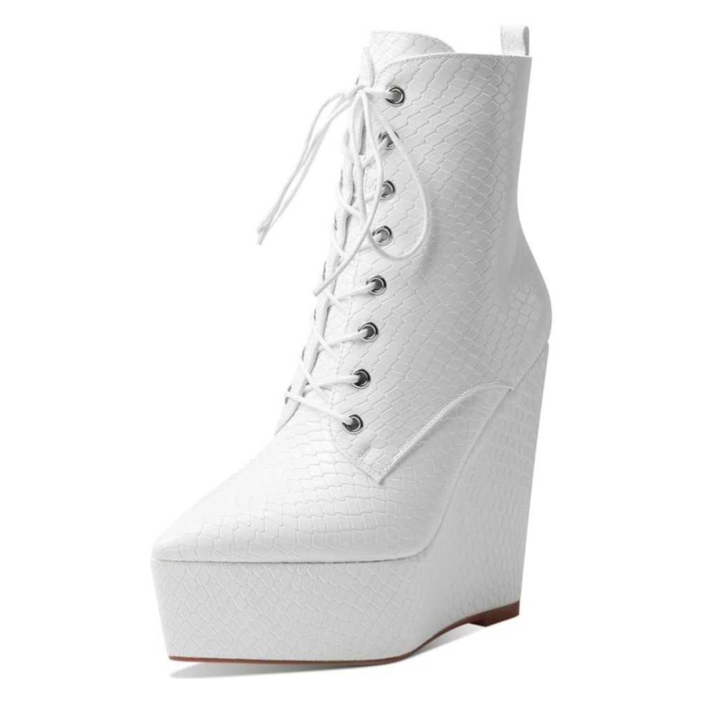 Platform Wedge Pointed Toe Ankle Boots
